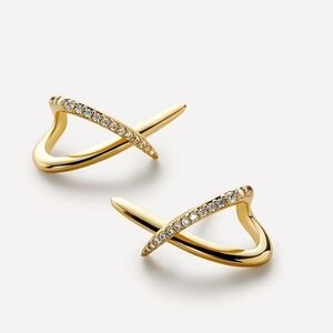 Ana Luisa Gold Stud Earrings - Sloane Pave criss-cross design plated with cz gem